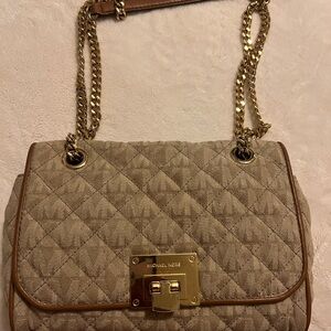 Michael Kors Tan Quilted Shoulder Bag